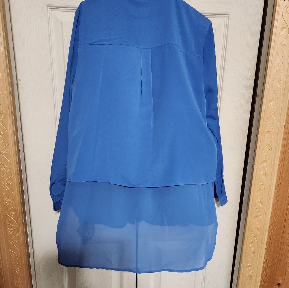 Vibrant Blue Button-Up Blouse - Picture 9 of 11